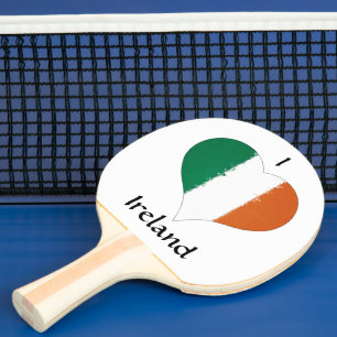 I Love Ireland Distressed Painted Heart Flag Ping Pong Paddle