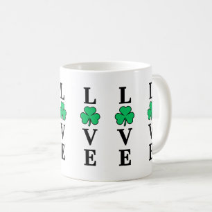 I Love Ireland Shamrock Clover Leaf Simple Elegant Coffee Mug