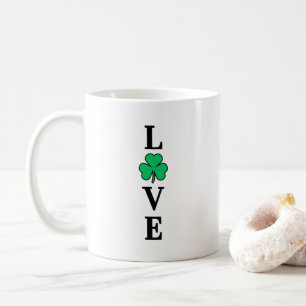 I Love Ireland Shamrock Clover Leaf Simple Elegant Coffee Mug
