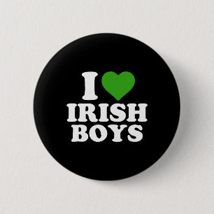 I Love Irish Boys Funny St Patrick's Day Heart 6 Cm Round Badge