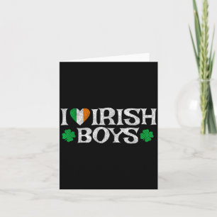 I Love Irish Boys Lucky Shamrock Heart Ireland Fla Card