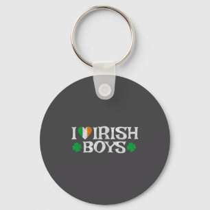 I Love Irish Boys Lucky Shamrock Heart Ireland Fla Key Ring