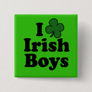 I love Irish Boys Shamrock Button Pin