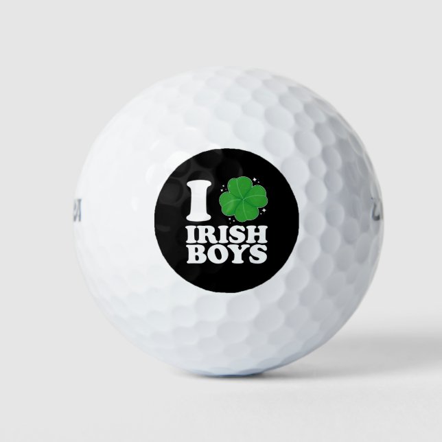 I Love Irish Boys Shamrock Heart St Patrick's Day Golf Balls (Front)