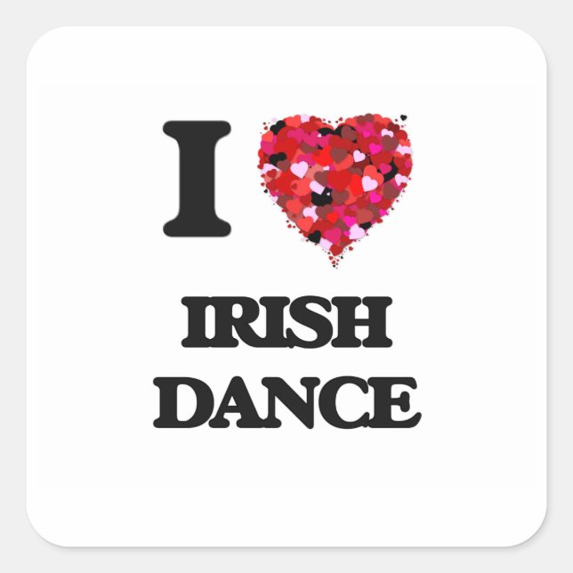 I Love Irish Dance Square Sticker (Front)