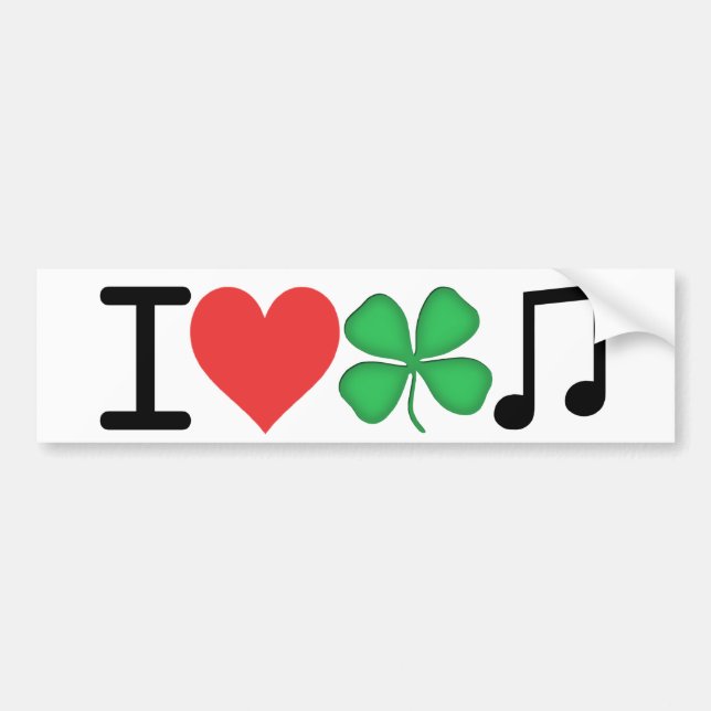I Love Irish Music Bumper Sticker (Front)