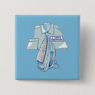 I love ironing funny iron 15 cm square badge