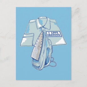 I love ironing funny iron postcard