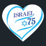 I Love Israel 75 Anniversary, Independence Day Heart Sticker<br><div class="desc">Israel 75th anniversary, Independence Day Party Blue Star of David, Israeli Flag, Yom Haatzmaut Jewish Holiday festive greeting logo, Jerusalem banner with Israeli blue star, Magendavid label flag, fireworks, heart Hand Drawn, modern design Patriotic wallpaper, gift, memory present. I love Israel 2023 celebrate. Israel 75 Birthday Festival Event Decoration, Home...</div>