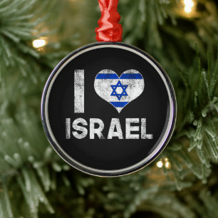 I Love Israel Metal Tree Decoration