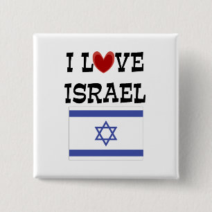 I Love Israel, popular design 15 Cm Square Badge