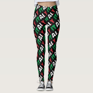 I Love Italy Flag Colours Typography Pattern Funny Leggings