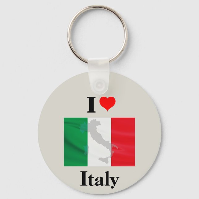 I Love Italy Flag Map Key Ring (Front)