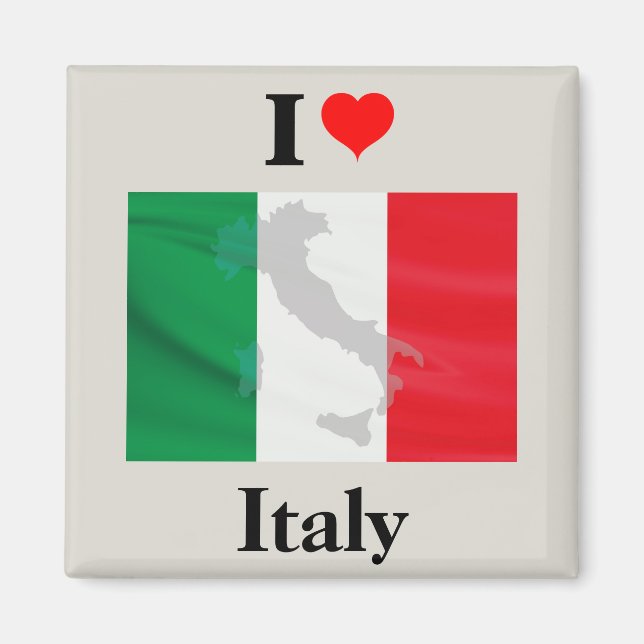 I Love Italy Flag Map Magnet (Front)