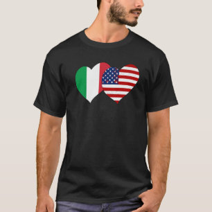 I Love Italy I Love USA Lovely Italy US Flag Heart T-Shirt