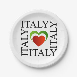I love italy with italian flag colours paper plate
