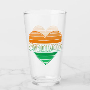 I Love Ivory Coast, Côte d'Ivoire Heart Glass