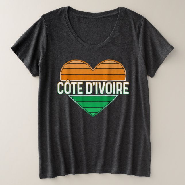 I Love Ivory Coast, Côte d'Ivoire Heart Plus Size T-Shirt (Design Front)