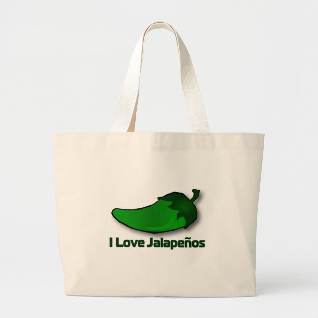 I Love Jalapenos Large Tote Bag (Front)