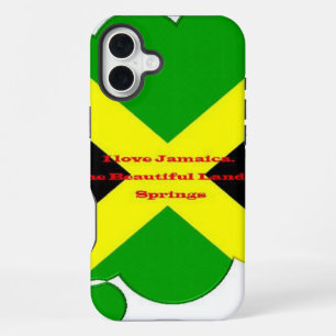 I Love Jamaica Bold Flag Typography Art Design iPhone 16 Plus Case