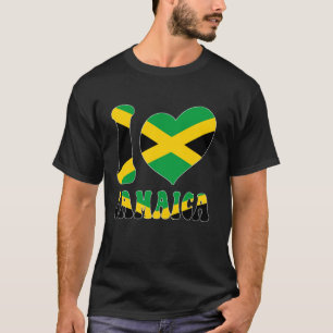 I Love Jamaica I Love Kingston Jamaica Flag Heart T-Shirt