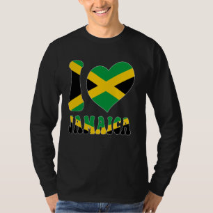 I Love Jamaica I Love Kingston Jamaica Flag Heart  T-Shirt