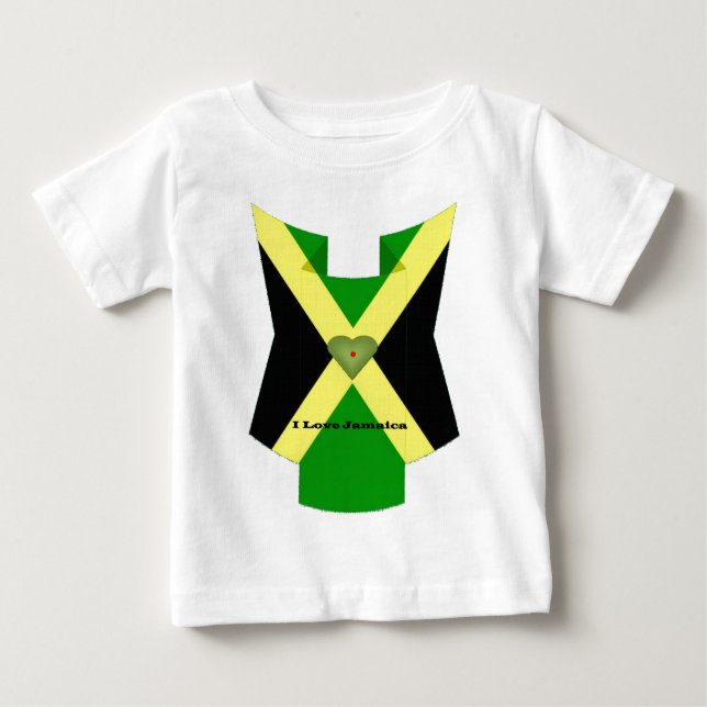 I Love Jamaica National Flag Colours Pattern Desig Baby T-Shirt (Front)