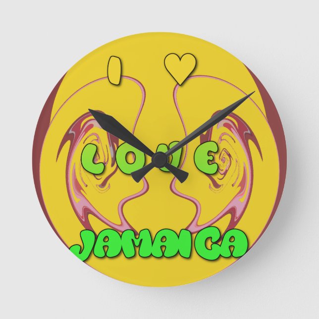 I love Jamaica.png Round Clock (Front)