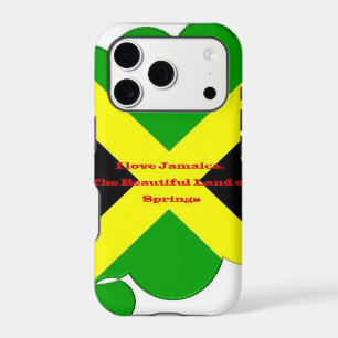 I Love Jamaica Text on Flag Art Print