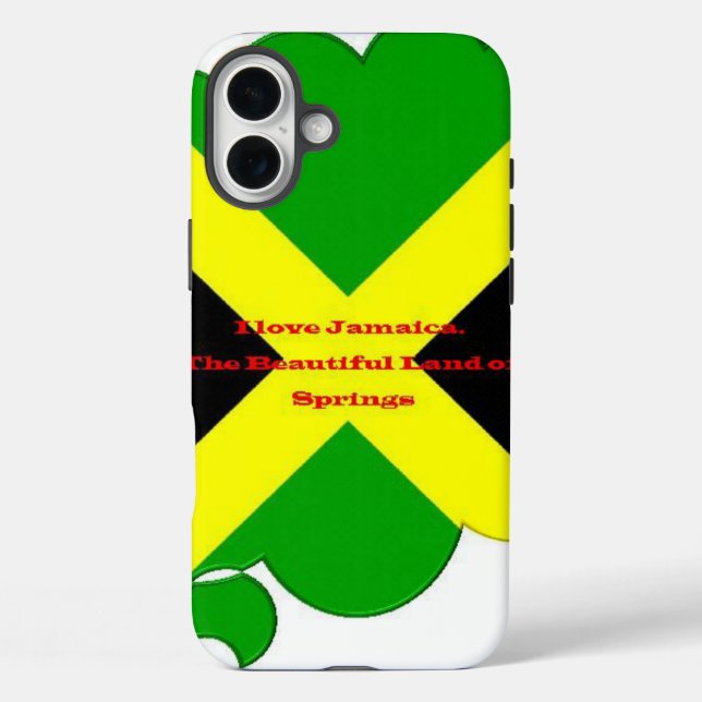I Love Jamaica Text on Flag Art Print Case-Mate iPhone Case (Back)