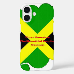 I Love Jamaica Text on Flag Art Print iPhone 16 Case