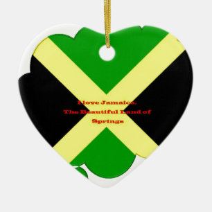 I Love Jamaica Text on Flag Art Print Ceramic Tree Decoration