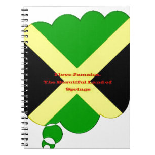 I Love Jamaica Text on Flag Art Print Spiral Notebook