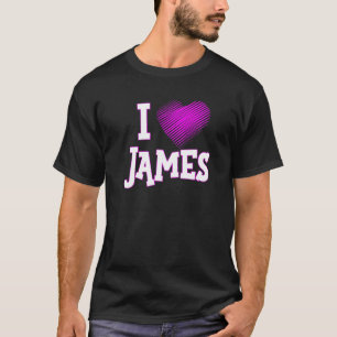 I Love James Boyfriend Husband Son Dad Pink Heart T-Shirt