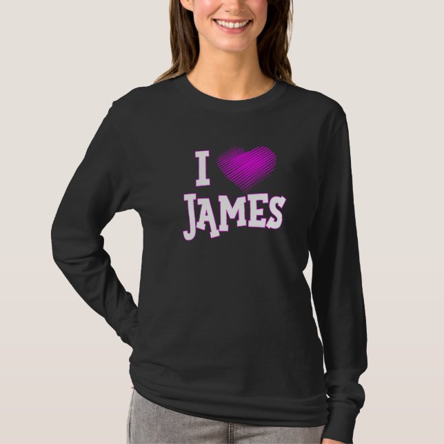I Love James Boyfriend Husband Son Dad Pink Heart T-Shirt (Front)
