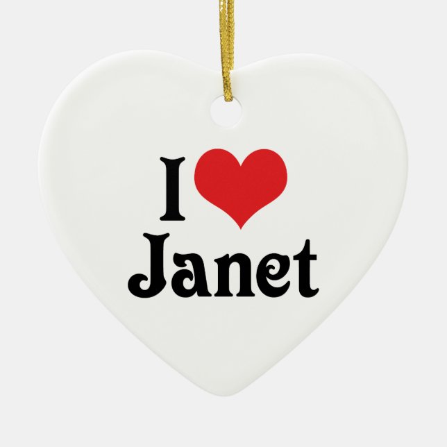 I Love Janet Ceramic Tree Decoration (Front)