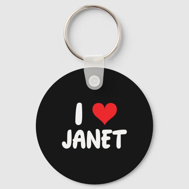 I Love Janet - Heart - Name  Key Ring (Front)