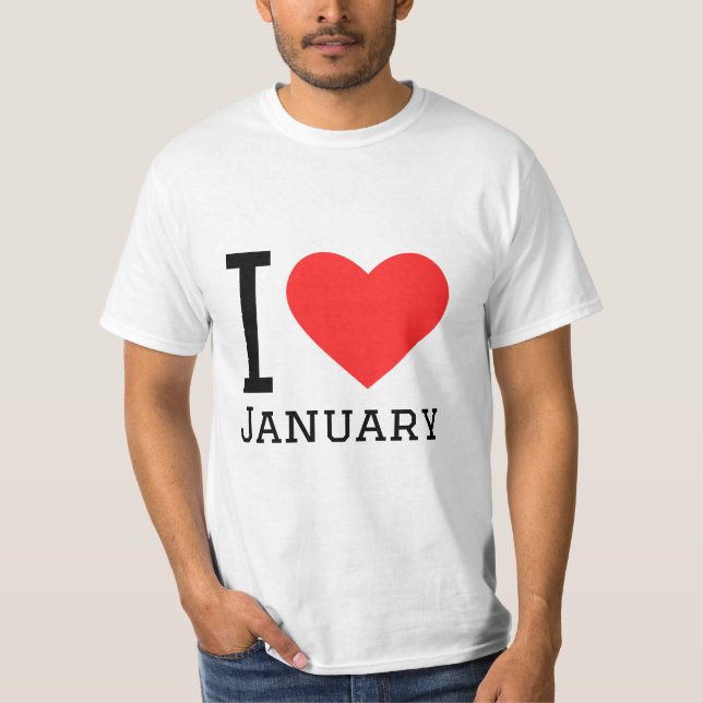 I love January  Square Sticker T-Shirt (Front)