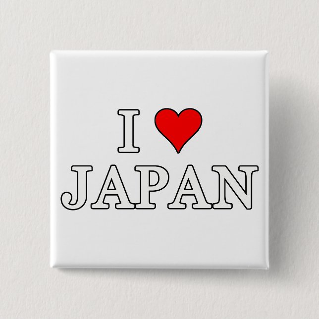 I Love Japan 15 Cm Square Badge (Front)