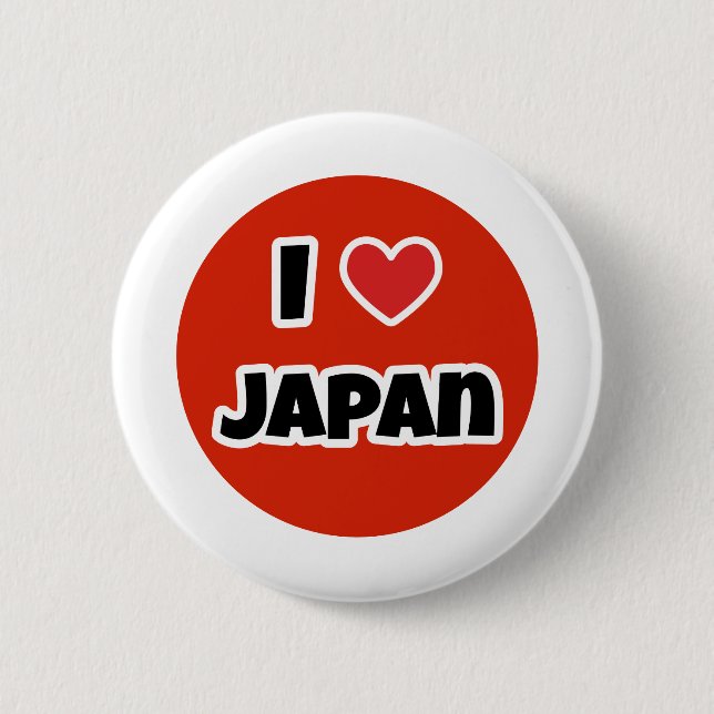 I love Japan 6 Cm Round Badge (Front)