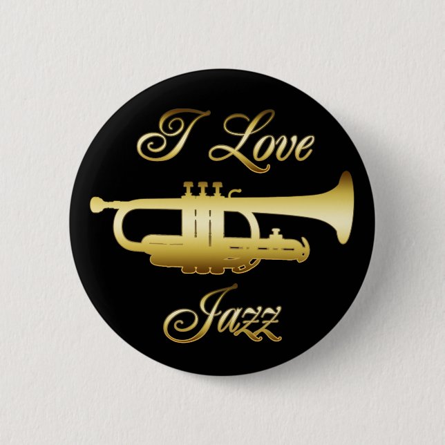 I LOVE JAZZ 6 CM ROUND BADGE (Front)