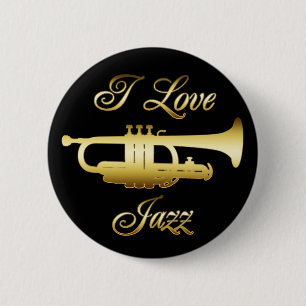 I LOVE JAZZ 6 CM ROUND BADGE
