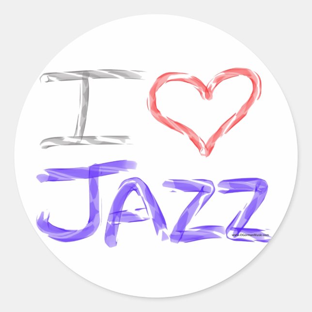 I Love Jazz Classic Round Sticker (Front)