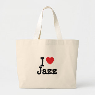 I love Jazz heart custom personalised Large Tote Bag