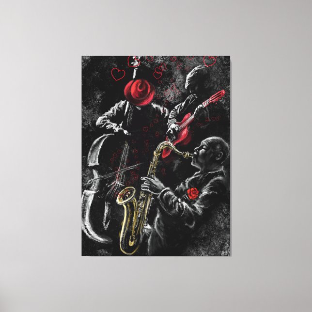 I Love Jazz Music Canvas Print - Painting Art (Front)