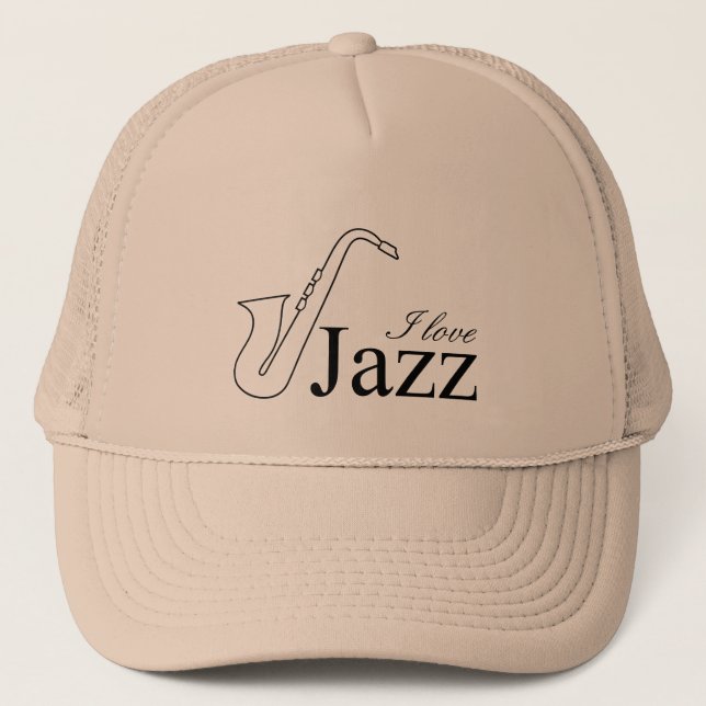 I love jazz trucker hat (Front)