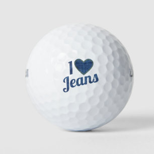 I love Jeans vintage Fashion Design with Seam Hear Golf Balls