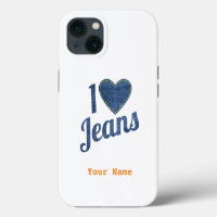 I love Jeans vintage Fashion Design with Seam Hear