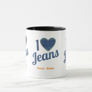 I love Jeans vintage Fashion Design with Seam Hear Mug