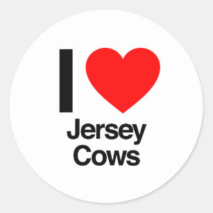 i love jersey cows classic round sticker